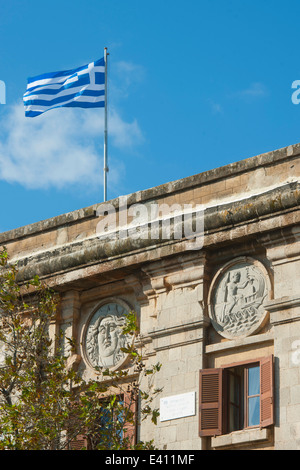 Griechenland, Dodekanes, Rhodos, Rhodos-Stadt, Neustadt, Fassade der Hauptpost Stockfoto