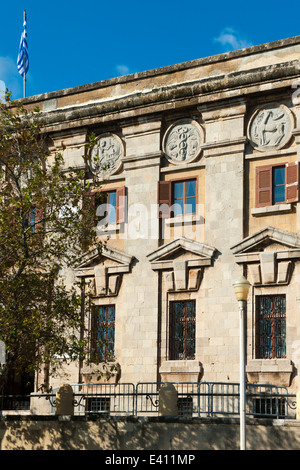 Griechenland, Dodekanes, Rhodos, Rhodos-Stadt, Neustadt, Fassade der Hauptpost Stockfoto