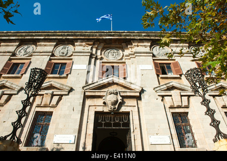 Griechenland, Dodekanes, Rhodos, Rhodos-Stadt, Neustadt, Fassade der Hauptpost Stockfoto