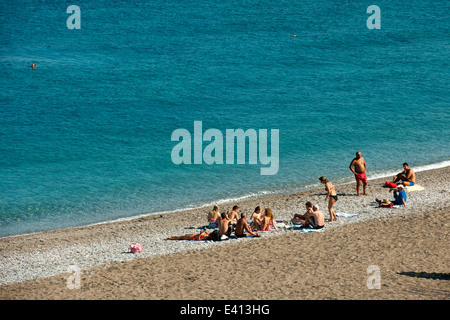 Griechenland, Rhodos-Stadt, Neustadt, Elli-Strand Stockfoto