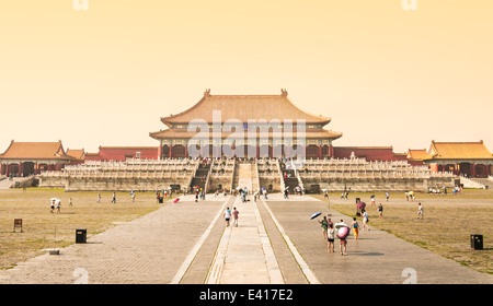 Traditionelle chinesische Architektur an der verbotenen Stadt in Peking, China. Stockfoto