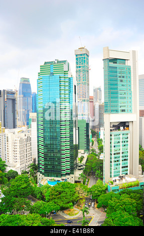 Innenstadt von Singapur in den Tag. Luftbild Stockfoto