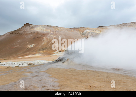 Solfatara in Namfjall Hverir Myvatn Namafjall Hverir, Hverarönd, Myvatn-Gebiet, North Island Stockfoto