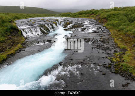 Wasserfall Bruarafoss, Haukadalur, Südwest-Island Stockfoto