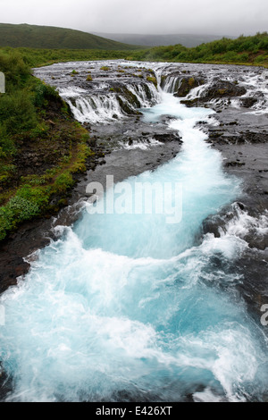 Wasserfall Bruarafoss, Haukadalur, Südwest-Island Stockfoto