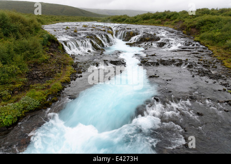 Wasserfall Bruarafoss, Haukadalur, Südwest-Island Stockfoto