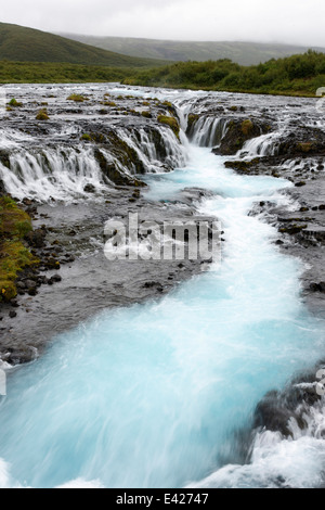 Wasserfall Bruarafoss, Haukadalur, Südwest-Island Stockfoto