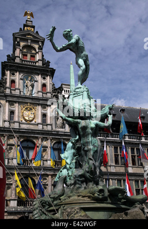 Die Stadt Hall.Antwerp.Belgium.Great Markt Square.Erected zwischen 1561 und 1565 Gestaltung von Cornelis Floris de Vriendt.Renaissance Stockfoto