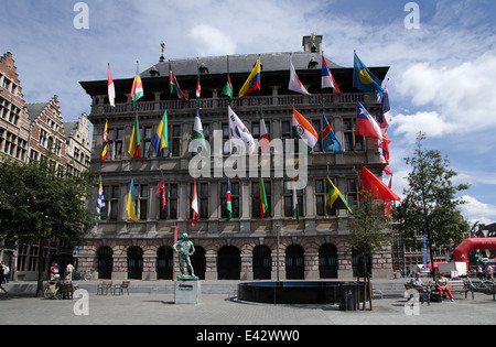 Die Stadt Hall.Antwerp.Belgium.Great Markt Square.Erected zwischen 1561 und 1565 Gestaltung von Cornelis Floris de Vriendt.Renaissance Stockfoto