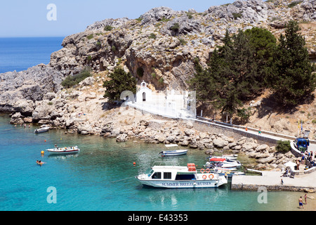 St.-Pauls-Kirche Lindos Griechenland Stockfoto