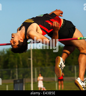 Mitchell Torres springt im Hochsprung der Männer bei den kanadischen Meisterschaften Leichtathletik & 28. Juni 2014 in Moncton. Stockfoto