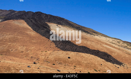 Erstarrte Lava Fluss an den Hängen des Teide, Teneriffa, Kanarische Inseln. Stockfoto