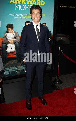 Premiere von Focus Features, dass Awkward Moment am königlichen Kinos L.A. Live mit: Miles Teller wo: Los Angeles, California, Vereinigte Staaten von Amerika bei: 28. Januar 2014 Stockfoto