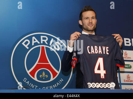 Französischen Mittelfeldspieler Johan Cabaye verbindet Paris Saint Deutsch einen Vertrag über drei Jahre bis zum Juni 2017 Featuring: Yohan Cabaye wo: Paris, Frankreich: 29. Januar 2014 Stockfoto