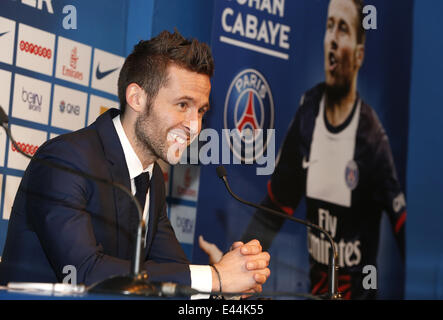 Französischen Mittelfeldspieler Johan Cabaye verbindet Paris Saint Deutsch einen Vertrag über drei Jahre bis zum Juni 2017 Featuring: Yohan Cabaye wo: Paris, Frankreich: 29. Januar 2014 Stockfoto