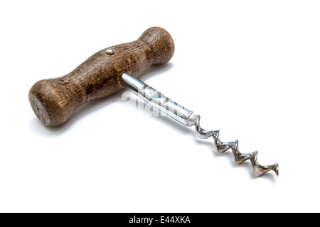 Alter Korkenzieher isoliert auf weißem Hintergrund Stockfoto