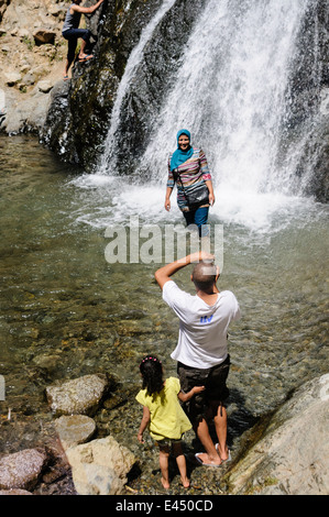 Wasserfall bei Setti-Fatma, Ourika River, Ourika Valley, Atlas, Marokko Stockfoto