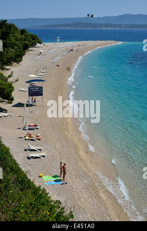 Strand Zlatni Rat, Goldenes Horn, Insel Brac, Dalmatien, Adria, Kroatien Stockfoto