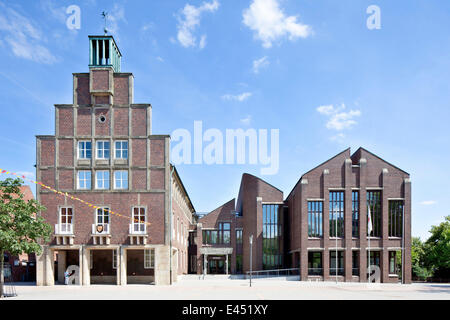 Alte und neue Rathaus, Ahaus, Münsterland, Nordrhein-Westfalen, Deutschland Stockfoto