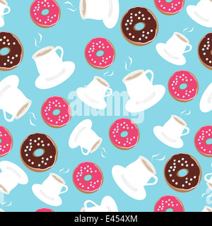 Tee und Donuts Hintergrundmuster Stockfoto