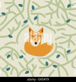 Abbildung eines niedlichen kleinen Fuchs im Wald Stockfoto