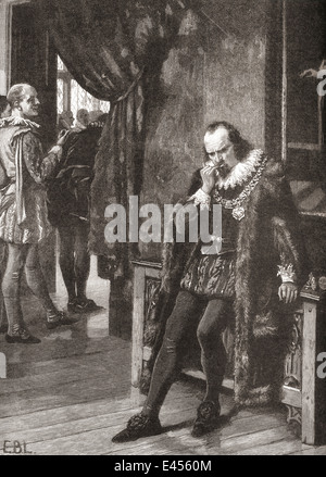 Sir Francis Bacon warten auf eine Audienz bei George Villiers, 1.. Herzog von Buckingham. Stockfoto