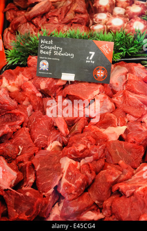 Fleisch für den Verkauf in einem Supermarkt in der Westcountry Stockfoto