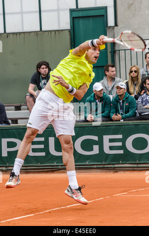 Roberto Bautista Agut im dritten Vorrundenspiel, Roland Garros 2014 Stockfoto