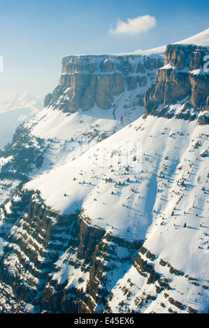 Blick auf das Ordesa-Tal aus Cuello Gordo im Winter, Ordesa Nationalpark, Aragon, Pyrenäen, Spanien, Februar 2009 Stockfoto