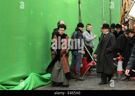 Schauspieler vor einem green-Screen von der Straße am Set der viktorianischen Horror TV-Serie "Penny Dreadful". Stockfoto