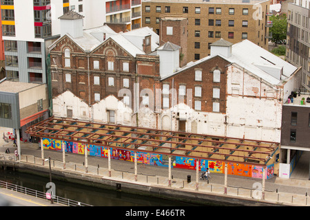 Luftaufnahme von Stoke-Kai, Gebäude auf Wherry Quay, Ipswich ausgeführt. Stockfoto