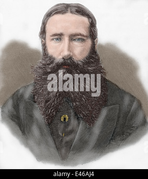 Leopold II von Belgien (1835-1909). König der Belgier. Gravur. Farbige. Stockfoto