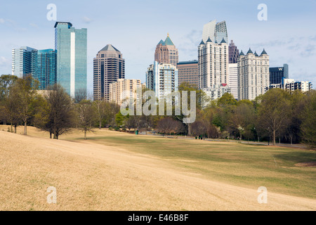 Skyline von Midtown von Piedmont Park, Atlanta, Georgia, Vereinigte Staaten von Amerika Stockfoto