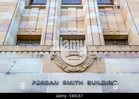 Brisbane Australien, University of Queensland, Campus, Schule, Bildung, Forgan Smith Gebäude, School of Law, Detail, Vorderseite, Eingang, AU1403163 Stockfoto