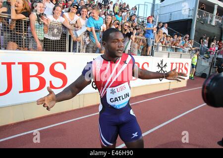 Lausanne, Schweiz. 3. Juli 2014. Internationalen Leichtathletik IAAF Diamond League. Justin Gatlin (USA) Credit: Aktion Plus Sport/Alamy Live-Nachrichten Stockfoto