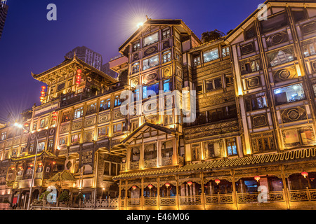 Chongqing, China am Hongyadong Hang Gebäude. Stockfoto
