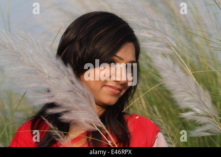 Dhaka, Banglades; Kätzchen vor Ort bekannt als Kash Blume. Kätzchen oder Kashful sind in der Regel an den Ufern des Flusses im Herbst Bangladesch September gesehen Stockfoto