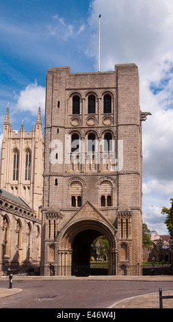 Normannischer Turm St Edmundsbury Cathedral, Suffolk, UK Stockfoto