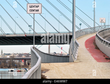 Ada-Brücke über den Fluss Sava, Belgrad Stockfoto