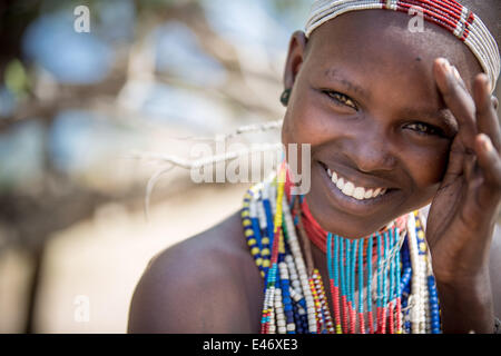 Der Erbore-Stamm ist ein kleiner Stamm, der lebt im Südwesten des Omo Valley am 17. Mai 2014 Stockfoto