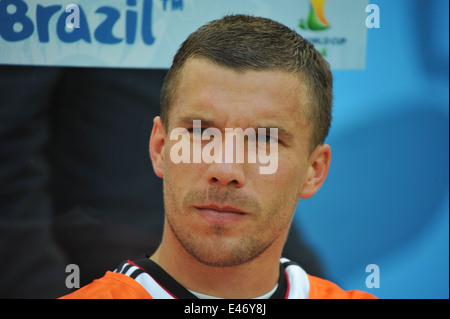 WM 2014, Salvador da Bahia, Lukas Podolski Auf der Bank, Deutschland gegen Portugal. Nur zur redaktionellen Verwendung. Stockfoto