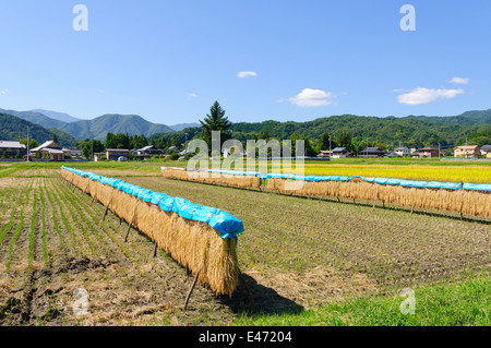 Landschaft von Achi Dorf im südlichen Nagano, Japan Stockfoto