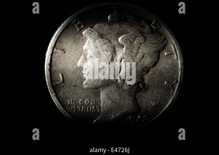 USA 1942 Mercury Dime Münze in Studioumgebung Stockfoto