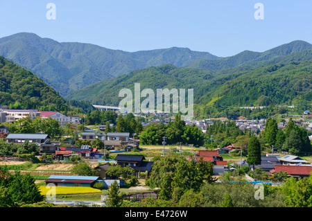 Landschaft von Achi Dorf im südlichen Nagano, Japan Stockfoto