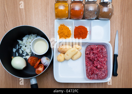 Prep für würziger indische Küche hautnah Stockfoto