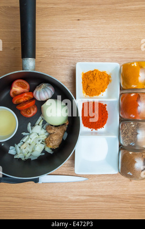 Nahaufnahme der indischen Küche Zutaten Stockfoto