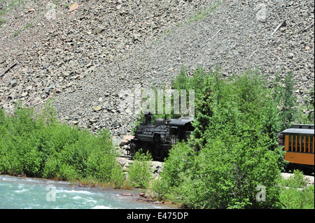 Der Durango und Silverton Eisenbahnstrecke durch den San Juan Mountains. Stockfoto