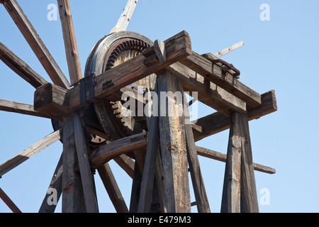 Detail der alten hölzernen Windmühle auf La Palma, Kanarische Inseln Stockfoto