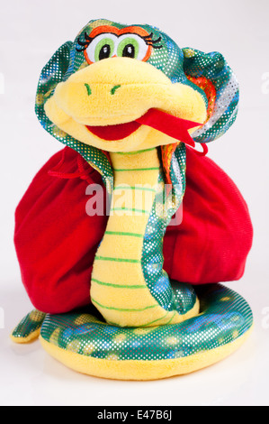 Schlange Spielzeug Baby weiche Symbol Geschenk Cobra Tasche schwarz chinesischen orientalischen Kalender 2013 ein niemand hellen Hintergrund. Silvester-Neujahr Stockfoto