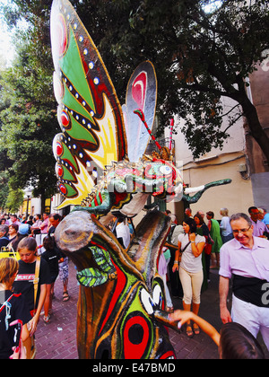 Festa Mayor de Terrassa 2013 - Katalanisch-Party mit vielen traditionellen Paraden und Shows in Terrassa, Katalonien, Spanien. Stockfoto